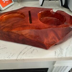 PERFECT GIFT! Handcrafted Wooden Cigar Ashtray/bourbon glass holder. NEVER USED